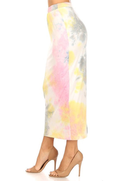 Solid Midi Pencil Skirt - High Waist, Back Slit, Pencil Silhouette