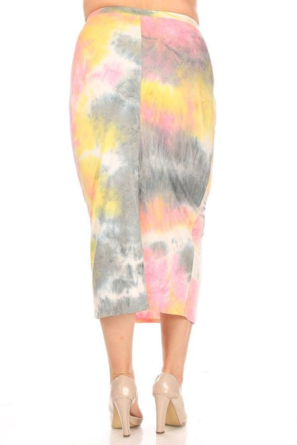 Solid Midi Skirt - Pencil Silhouette with High Waist and Back Slit