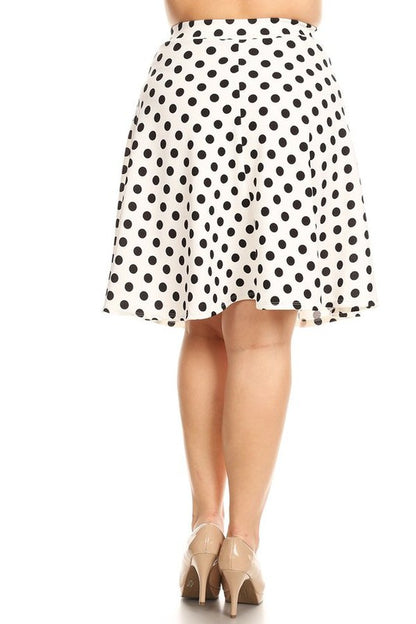 Red Polka Dot A-Line Skirt - High Waisted Knee Length with Relaxed Fit