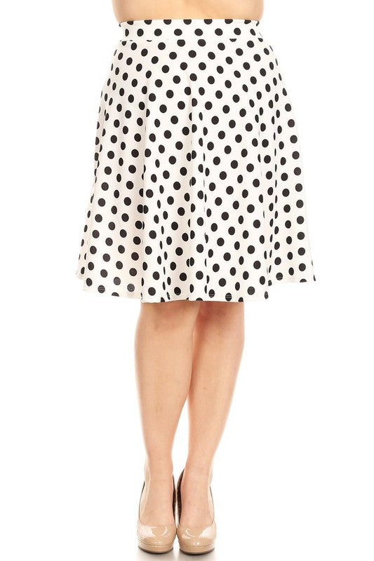 Red Polka Dot A-Line Skirt - High Waisted Knee Length with Relaxed Fit