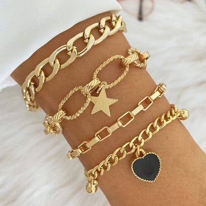Dainty Gold and Silver Chain Bracelets Set for Women 18K Gold Plated Link Chain Bracelet for Women Trendy Silver Gold Stackable Bracelets for Gifts Women Adjustable Bracelet