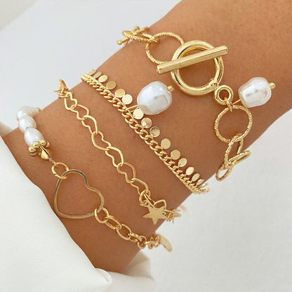 Dainty Gold and Silver Chain Bracelets Set for Women 18K Gold Plated Link Chain Bracelet for Women Trendy Silver Gold Stackable Bracelets for Gifts Women Adjustable Bracelet
