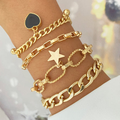 Dainty Gold and Silver Chain Bracelets Set for Women 18K Gold Plated Link Chain Bracelet for Women Trendy Silver Gold Stackable Bracelets for Gifts Women Adjustable Bracelet