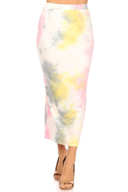 Solid Midi Pencil Skirt - High Waist, Back Slit, Pencil Silhouette