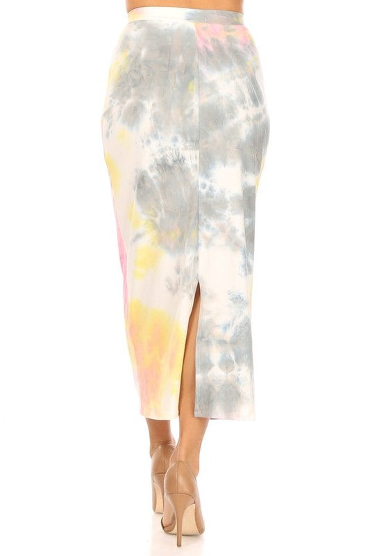 Solid Midi Pencil Skirt - High Waist, Back Slit, Pencil Silhouette